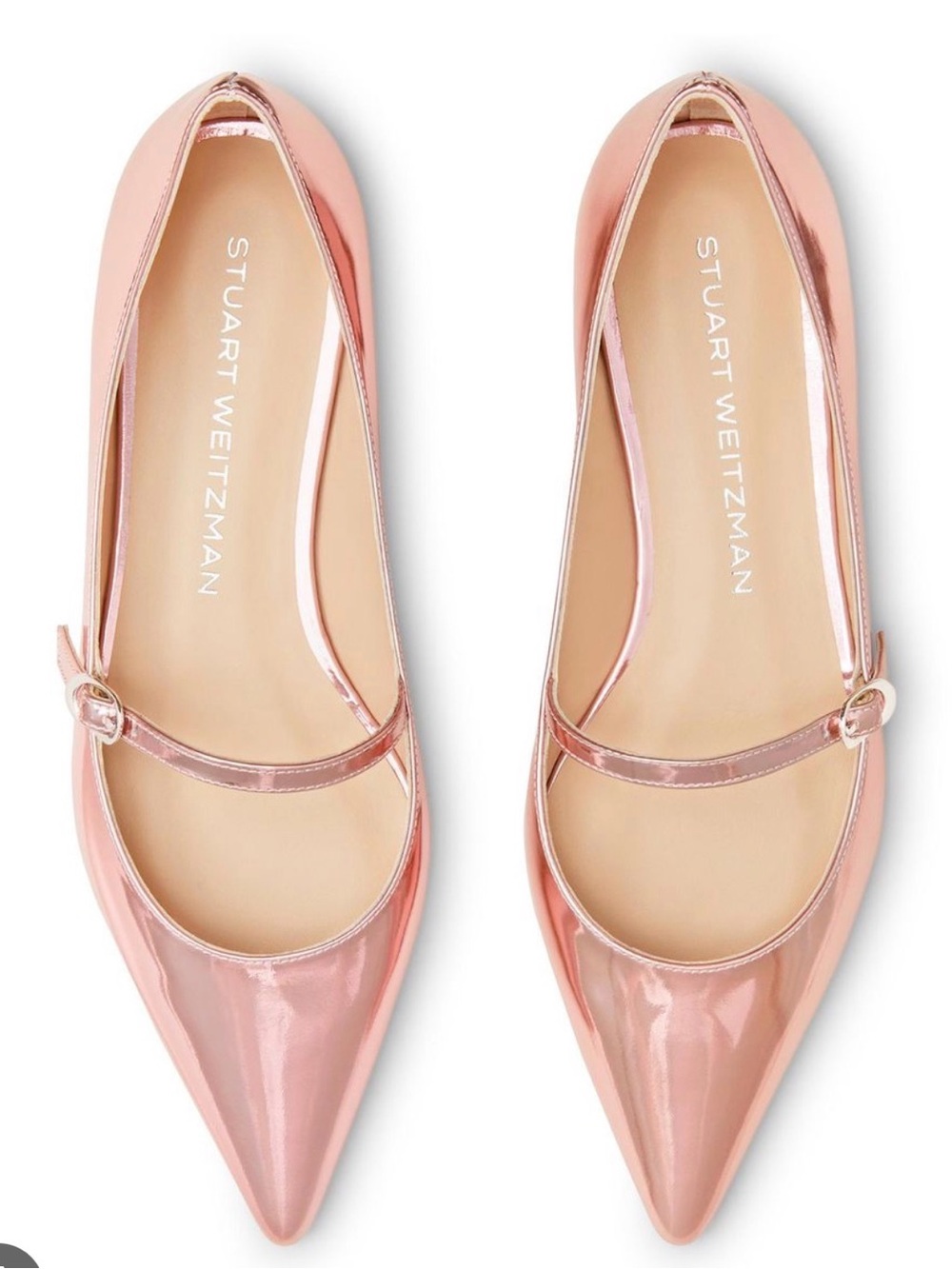 Stuart Weitzman Pink marshmallow emilia Patent Mary Jane Pointed Flats